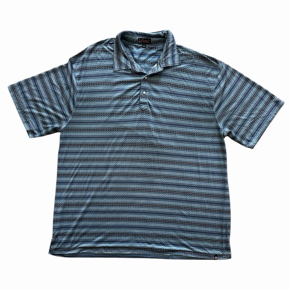 Rafter C Other - Rafter C Polo Shirt Mens 2XL Blue Western Print Performance Golf